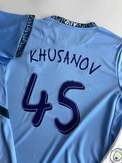 Форма Хусанов, футболка и шорты, Manchester City 45, Uzbekistan 2 — для взрослых и детей 